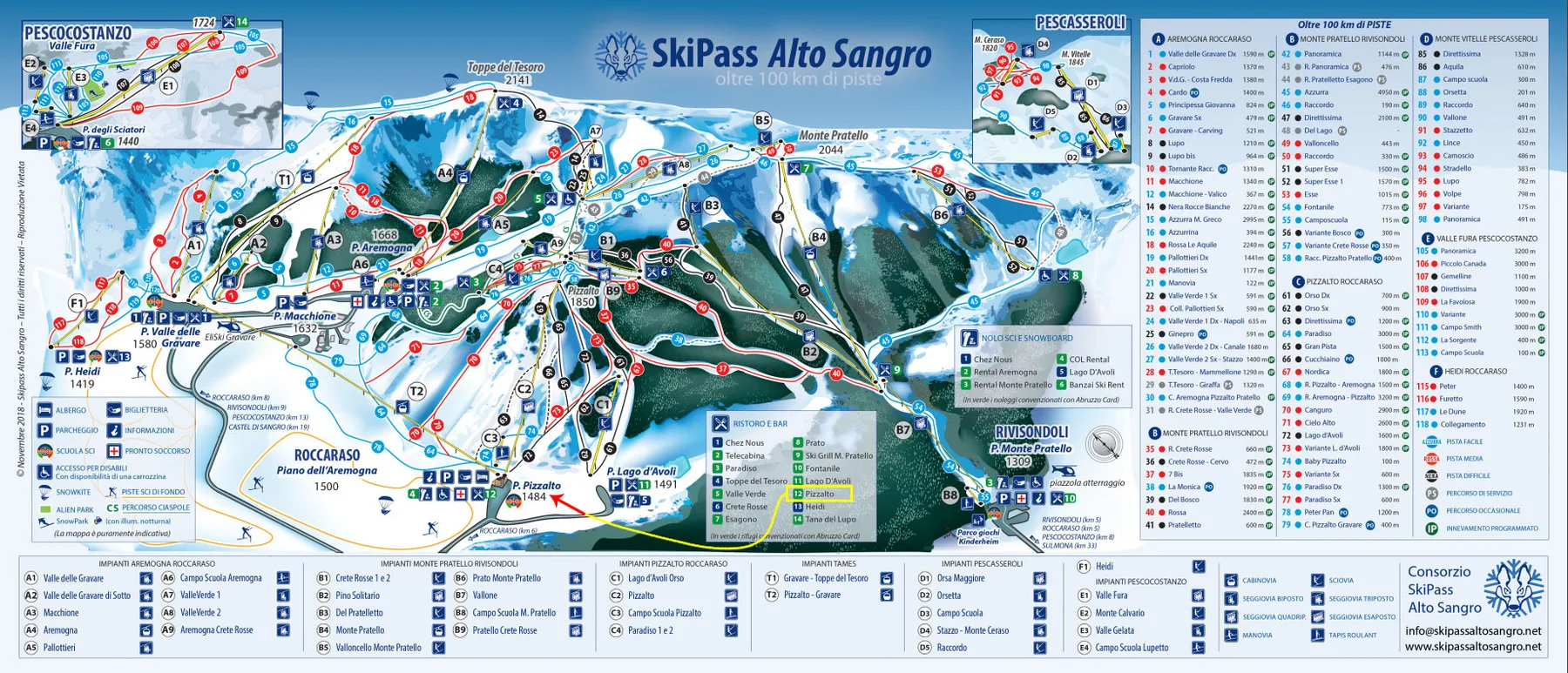 Map of the Alto Sangro ski slopes and lifts
